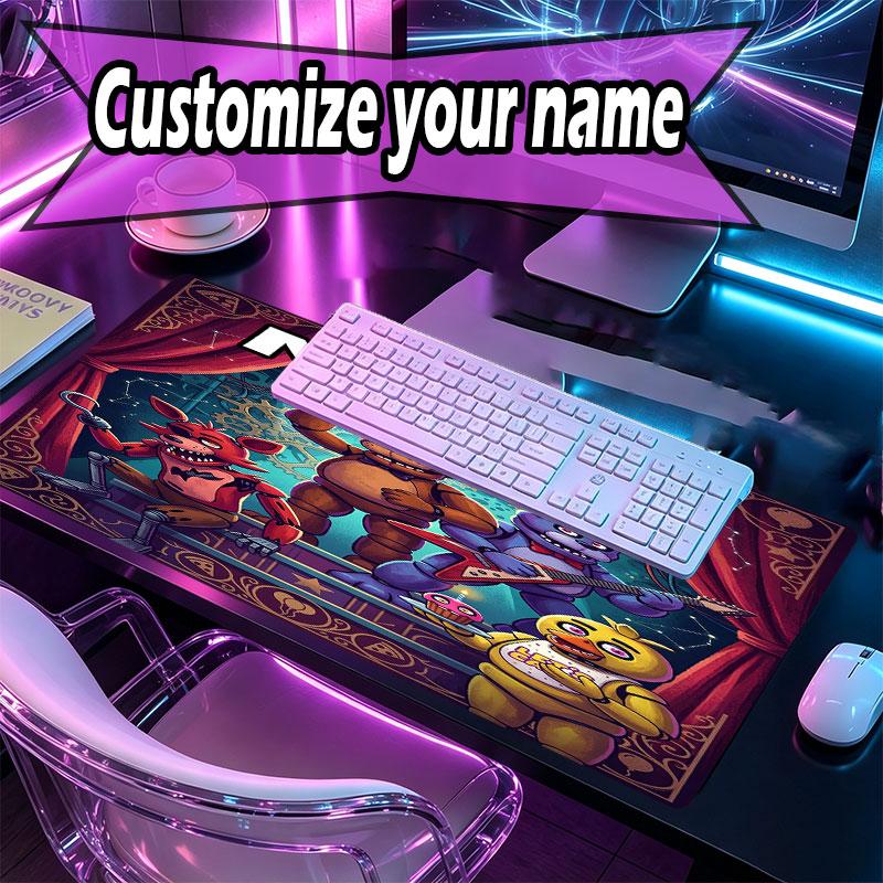 Benutzerdefinierter Name Personalisierte Five Nights at Freddy's Muster Mauspads, Laptop PC Schreibtischmatte, Dekorative Schreibtischmatte für Zuhause Tastaturpad Geschenk