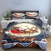 Santa and Reindeer Flying Scene Bedding Duvet Cover Set Duvet Cover Pillowcases  (1*Duvet Cover 2*Pillowcases, Without Duvet Insert)