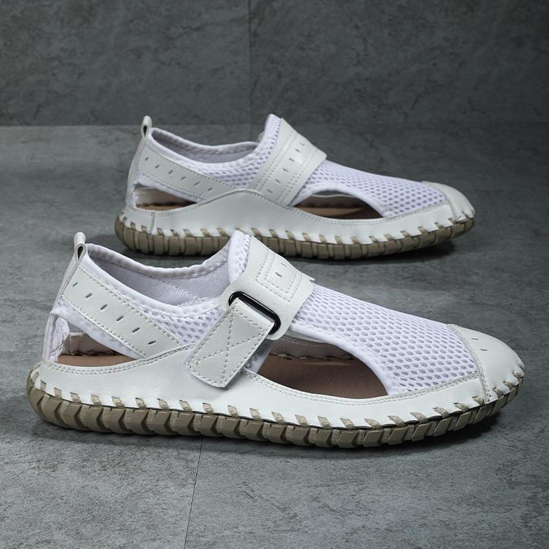 Fashion Mens Net Shoes Breathable Summer Hollowed-out Men Shoes Outdoor Lightweight Casual Shoes Water-wading Anti-slip Handcrafted Shoe