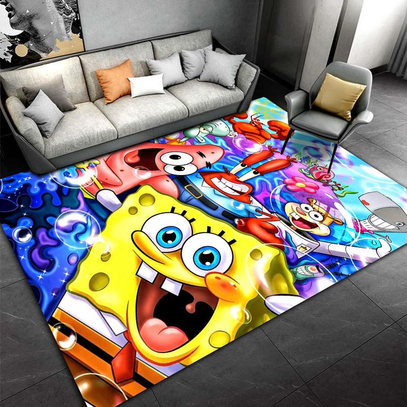 Cartoon Underwater Party Rug with Colorful Characters Suitable for Use As an Anti-slip Game Mat for Living Room and Bedroom Sofas