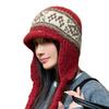 Women's Knitted Wool Lei Feng Hat with Large Brim and Ear Protection for Winter Warmth