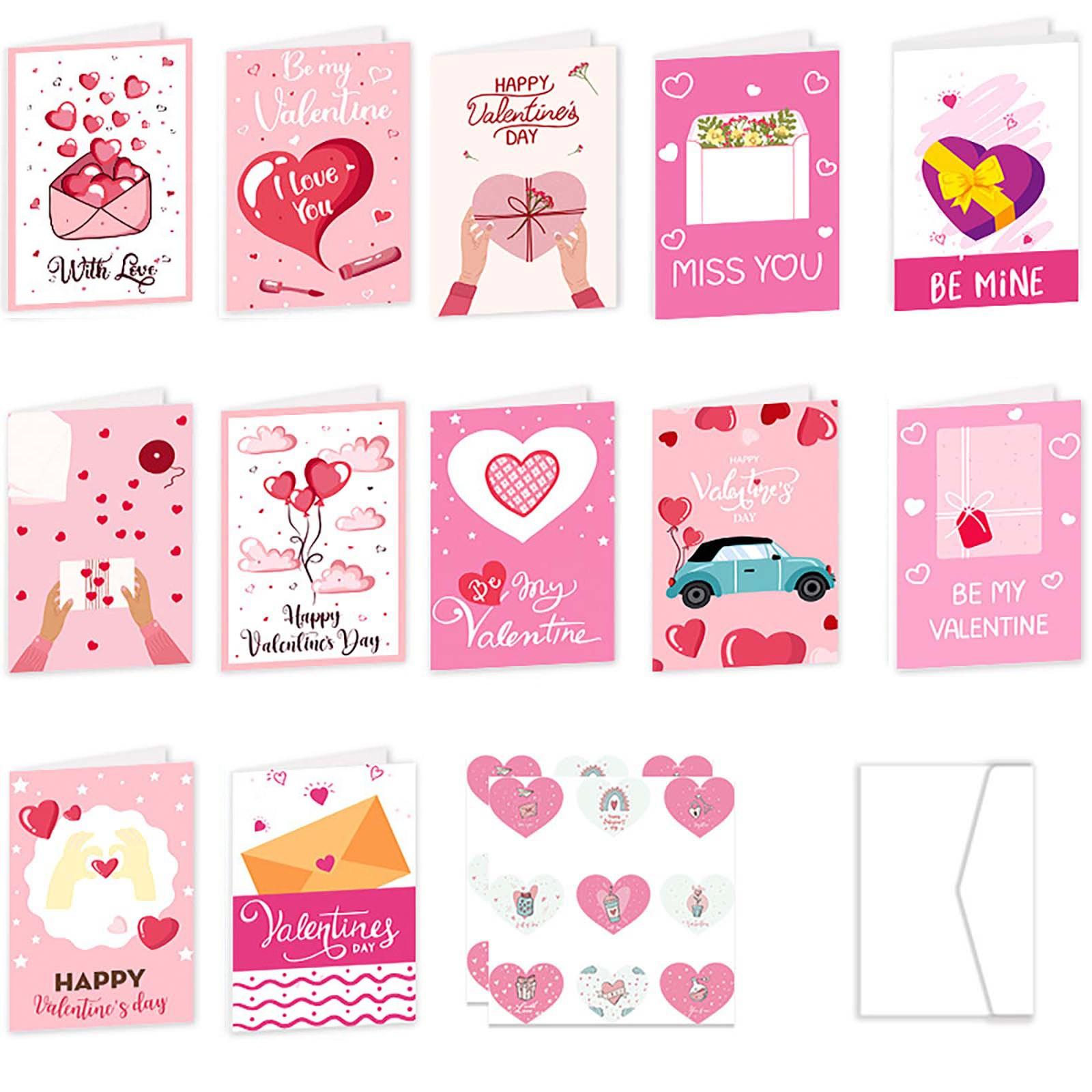 

С Днем Святого Валентина тема мультфильм милый приглашение письмо конверт наклейка поздравительная открытка One Size