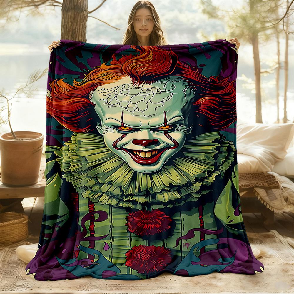 1PC Clown Horror IT Outdoor Flannel Throw Blanket - HD Printed Lightweight Soft Warm All-Season Blanket for Sofa, Bed, Travel - Machine Washable106