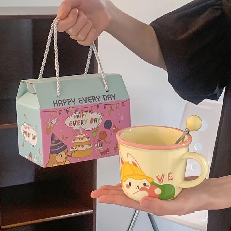 Милый керамический набор кружек с кроликом