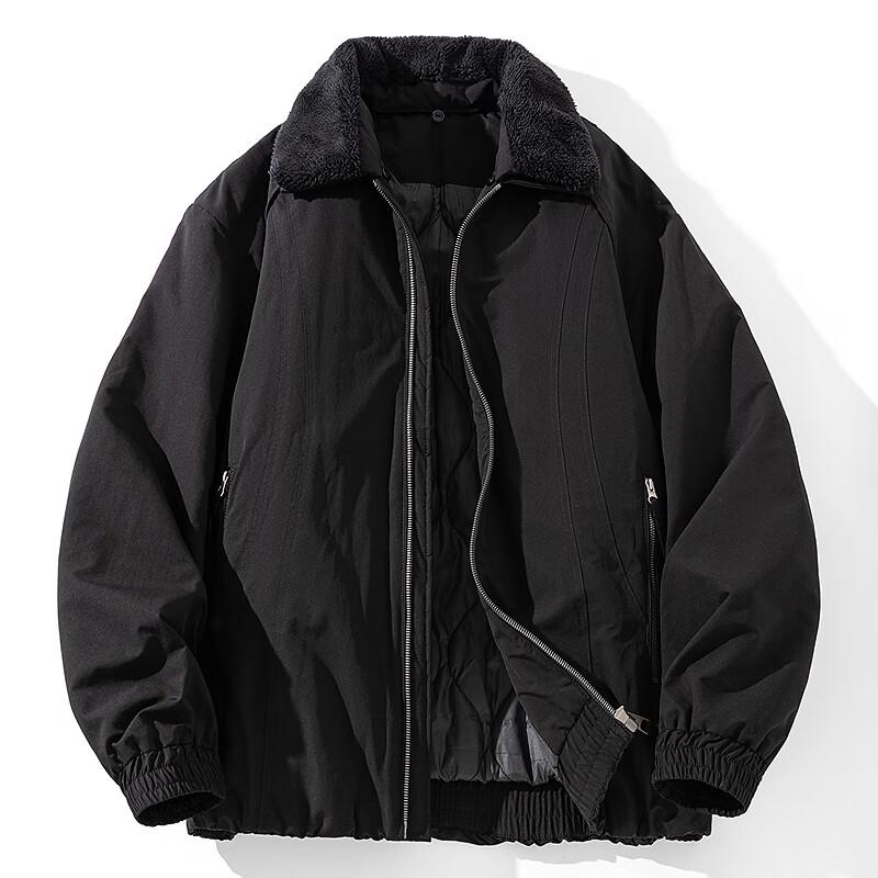 

FAPAI Men s Detachable Fur Collar Cotton Jacket L