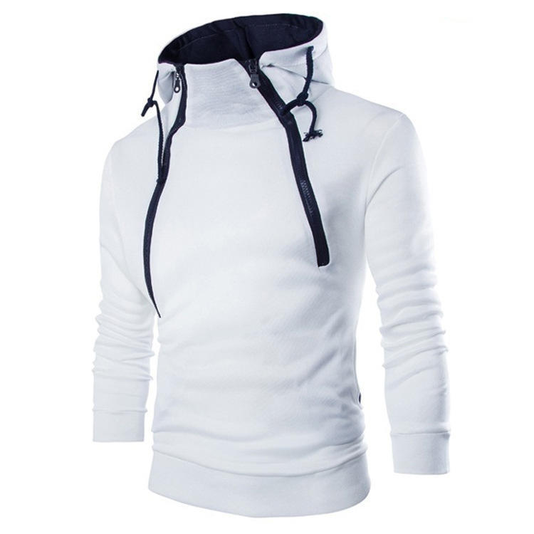 Pánské mikiny s mikinami s dlouhým rukávem pro muže Svetr s kapucí na zip Pánská mikina s vysokým výstřihem Top bunda Kabát Černý svetr