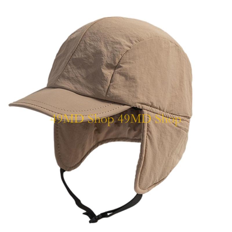 49MD Stilvolle Uschanka mit Ohrenwärmer Outdoor Teens Streetwear Baseballkappen für Ski Radfahren Schnelltrocknend Wintermütze