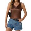 Gilet en satin pour femme, col en V, décontracté, dos nu, sans manches, printemps-été