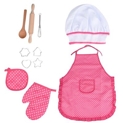 Kids Cooking And Baking Set - 11pcs Kitchen Costume Role Play Kits Apron Hat Funny Toy for Children