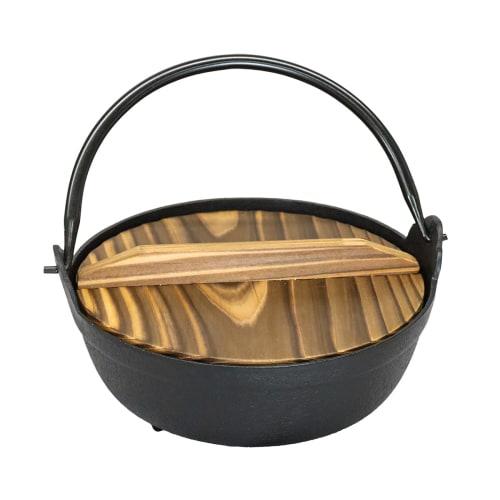 

Asahi Nanbu Iron Pot, 18cm Diameter, with Two Handles and Wooden Lid (Gas and IH Compatible), Commercial Grade