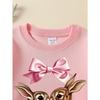 European sizes Girls Crew Neck Sweatshirt Love Rabbits with Rose And Bow, Soft Cozy Pullover, Warm Casual for Autumn & Winter.