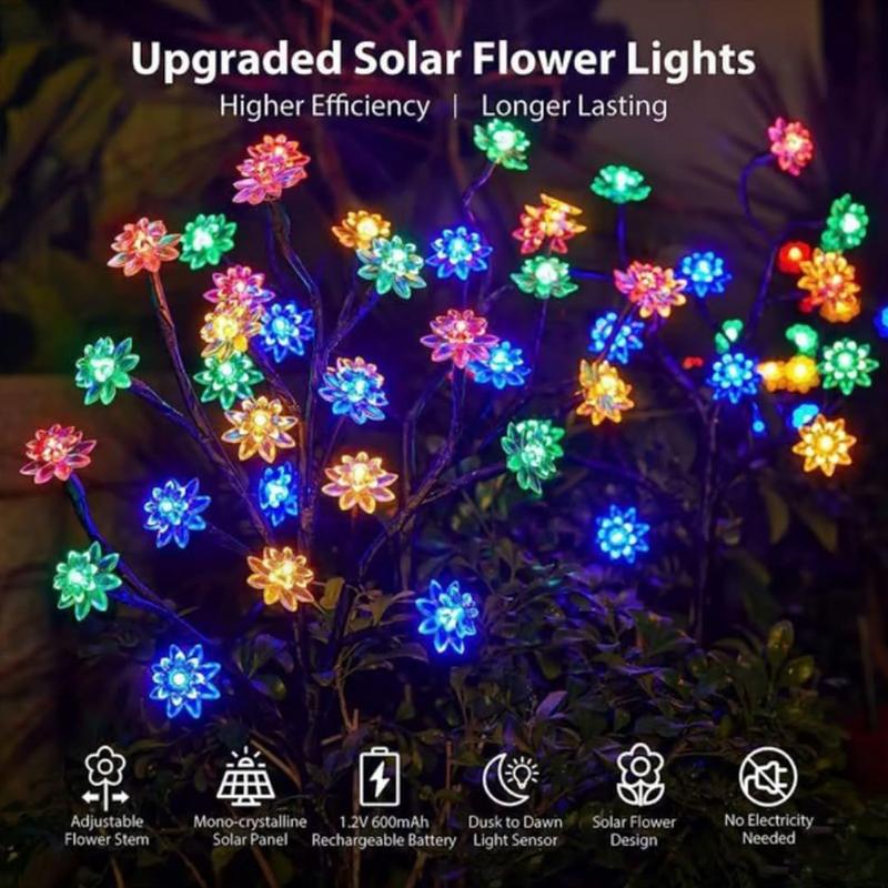 Solar Fairy Lights Waterproof Outdoor Sakuras Multicolor Garden Light For All-weather Outdoor Christmas Party DIYs Decoration