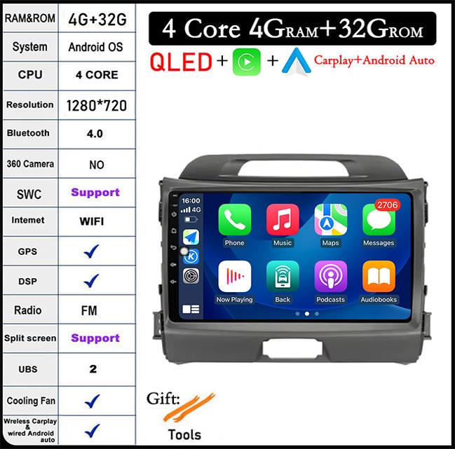 Android 14 For KIA Sportage 3 2010 2011 2012 2013 2014 2015 2016  9" Autoradio Car Radio Multimedia Player Navigation Video GPS