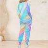 Women Plus Size V Neck Long Sleeve Printed Nurse Scrub Two Piece Set With Pockets