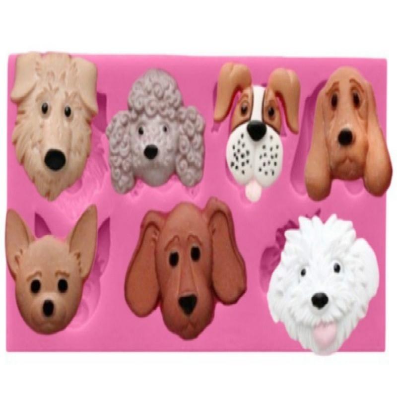 Nytt Djur Hundar Huvud Silikon Chokladform Fondant Tårta Bakningstillbehör Sockerform Verktyg Silikonform