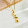 Gold Snake Chain Abstract Wave Drop Necklace