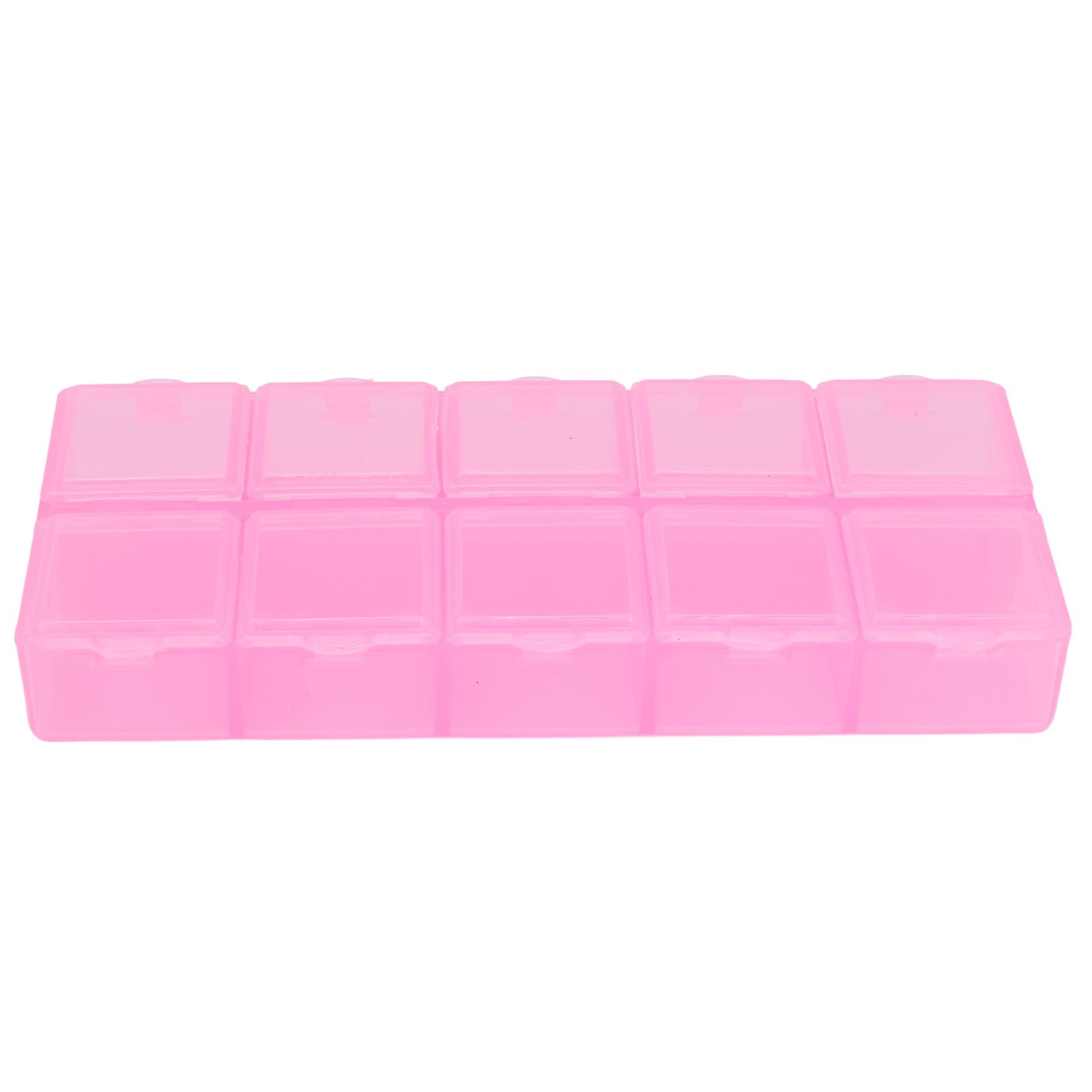

Bead Containers 10 Compartments Wear Resistant Portable Transparent Multifunctional Plastic Pink