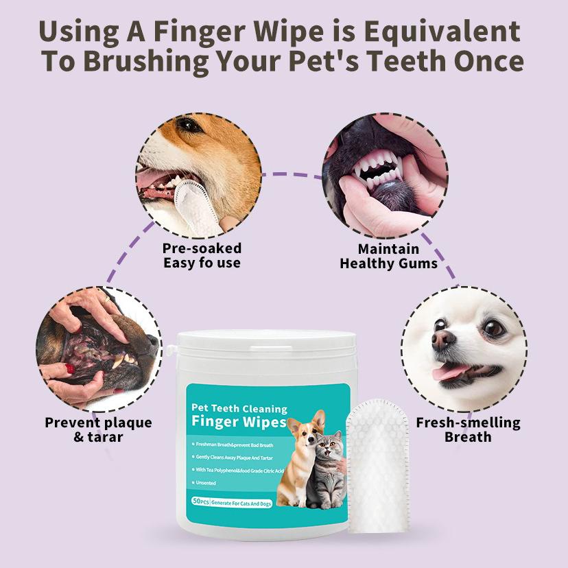 Pet Cleaning Products Disposable Finger Toothbrush Pet Teeth Cleaning Finger Covers Wet Wipes  Dog and Cat Oral Cleaning