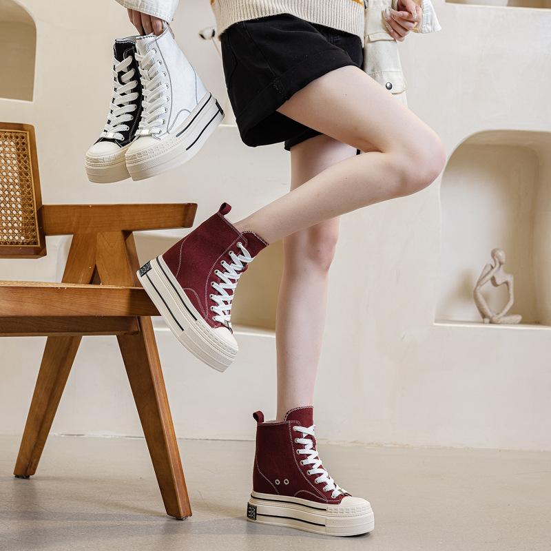 Super high heel 12 cm women's casual espadrilles, new thick-soled rubber in spring and autumn 2025, inner height increase