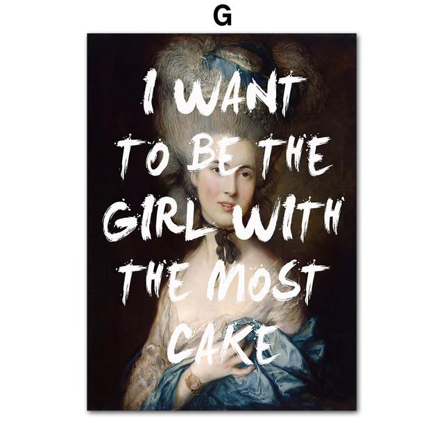 Abstract Vintage Portret Film Meisje Songteksten Muur Art Canvas Schilderij Posters En Prints Muur Foto's Voor Woonkamer Decor Geen Frame