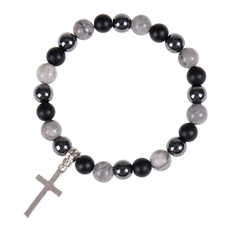 JYL TS Bracelet Cross  Elastic Beaded Invokes Faith & Guardian Energy