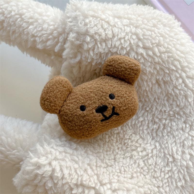 

Brown Striped Little Bear Stand Phone Case for iPhone 17/16 Pro Max/15/14 - Autumn/Winter Collection. 17 Pro