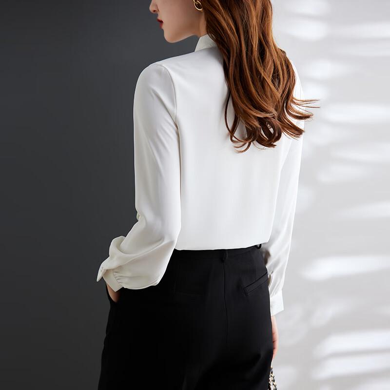 Tluoman Damen V-Ausschnitt Schleife Chiffon Bluse