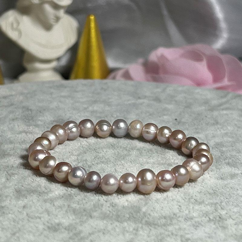 High Quality Natural Freshwater Pearl Bracelet 6mm Delicate Temperament Elastic Bracelet 14 -21cm Size Optional