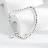 Minimalist S925 Silver Stretch Bracelet For Women With Square Smile Face And Heart Beads Elegant Simple Jewelry Gift