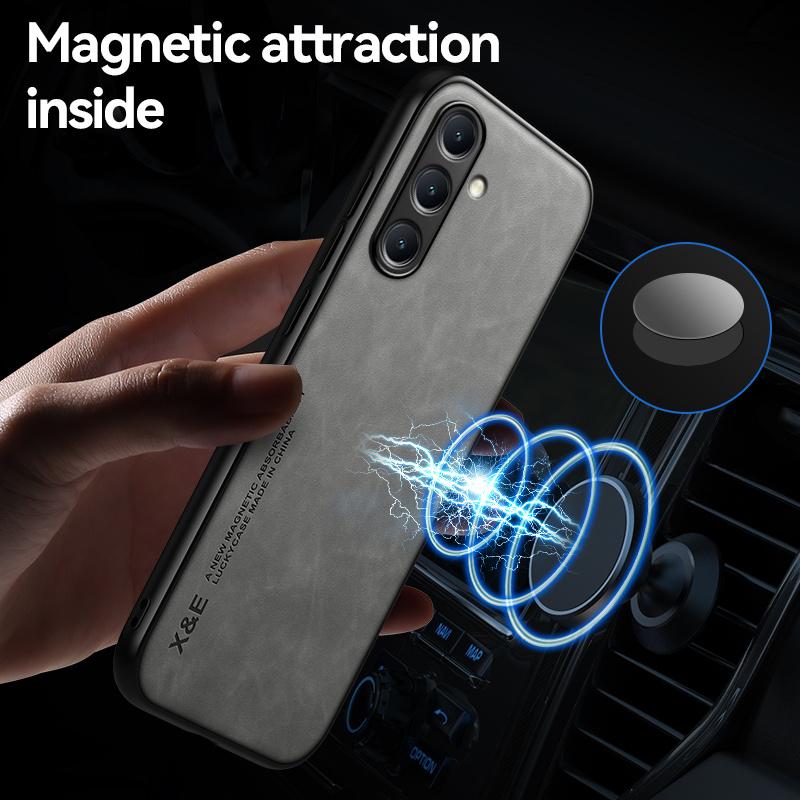 Funda For Samsung Galaxy M35 5G Case Leather Car Magnetic Holder Phone Case For Sumsung M35 M 35 SM-M356B Soft Frame Back Cover