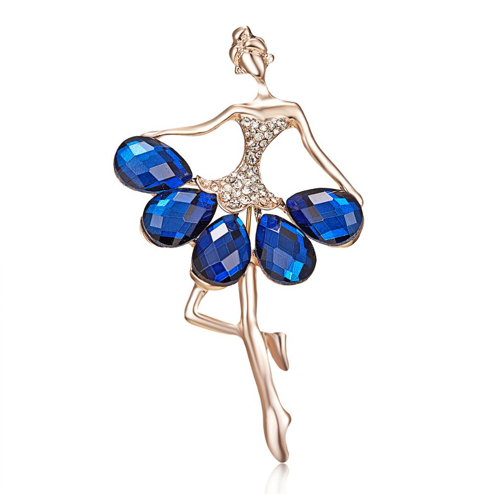 Rinhoo New Fashion Temperament Dance Girl Ballet Girls Cartoon Shining Crystal Brooches Women Collar Pins Bride Wedding Jewelry