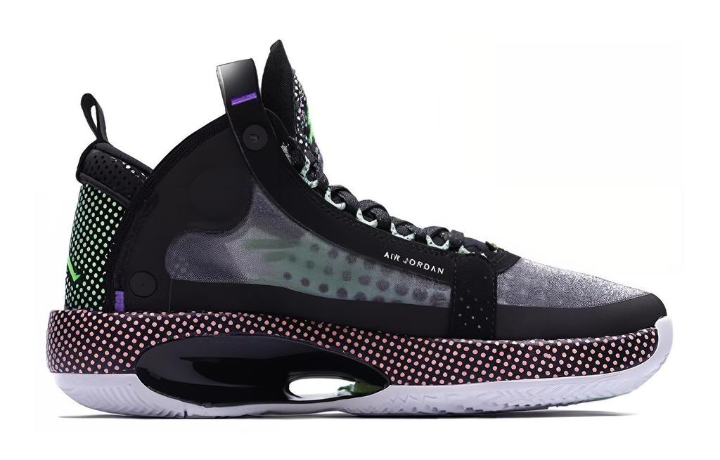 Jordan Air Jordan 34 GS 'Puntos de Medio Tono' Amortiguación Cómoda, Resistente al Desgaste, Caña Media, Zapatillas de Baloncesto para Niños BQ3384-013