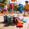 Iron Kids Bean Bag Toss Game Set With 10 Cans And 3 Sandbags For Parent Child Play