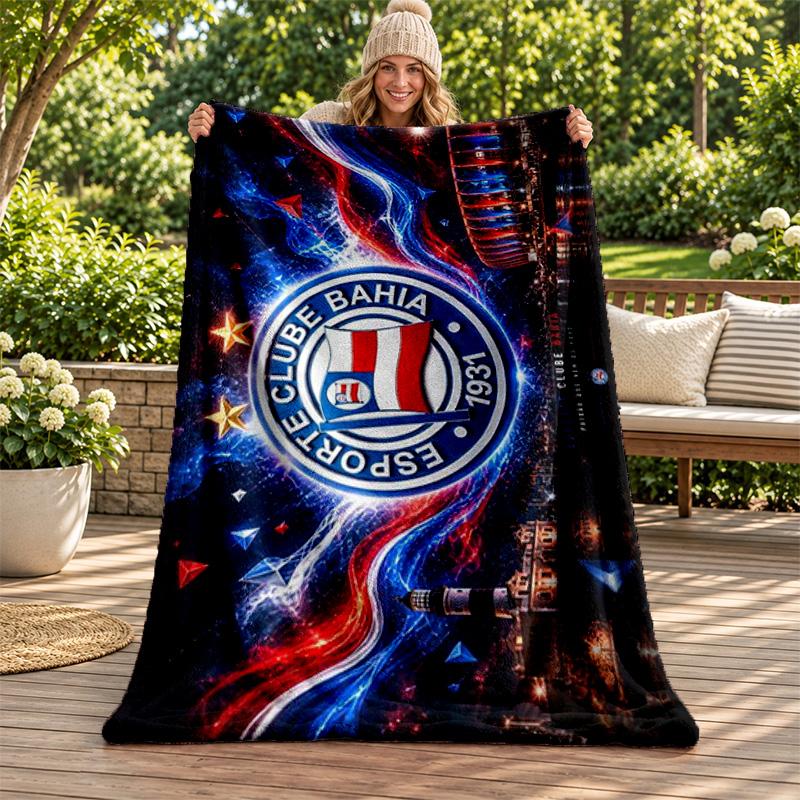 Esporte Clube Bahia Blanket Flannel Blanket Soft Cozy Plush Throw for Sofa Bed Lightweight Home Decoration Gifts for Christmas Various Holidays