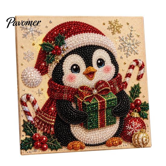 Relaxing Hobby for Adults Xmas Faux Pearl Painting Kit, Christmas 3D Art DIY Winter Scene Set Holiday Craft Project Adults, Festive Home Wall Decor