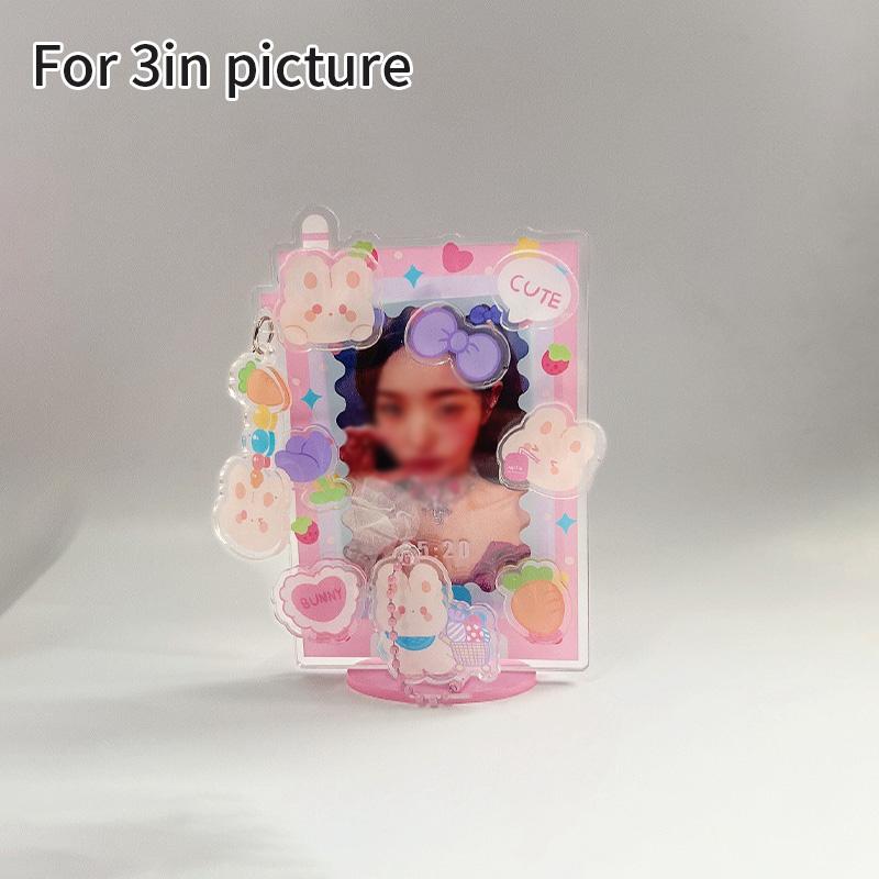 Acrylic Ins Photo Frame 3-Inch Small Card Photo Display Standing Sign Idol Card Picture Frame Card Holder Protective Case