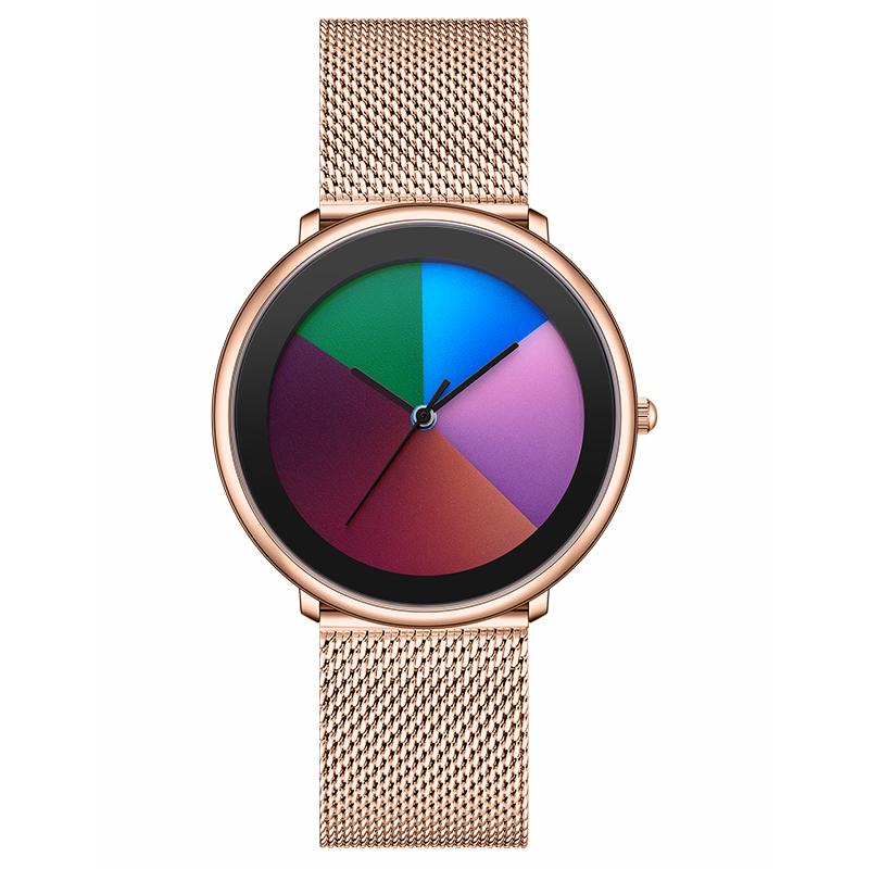 

Новые модные часы Мужские Роскошные Повседневные Кварцевые Наручные часы 30 м Водонепроницаемые Сетчатый ремешок Красочные Женские часы Reloj Hombre Rose gold colorful