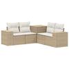 Sofa Set 5 Pieces Beige and Cream White Poly Rattan and Steel
