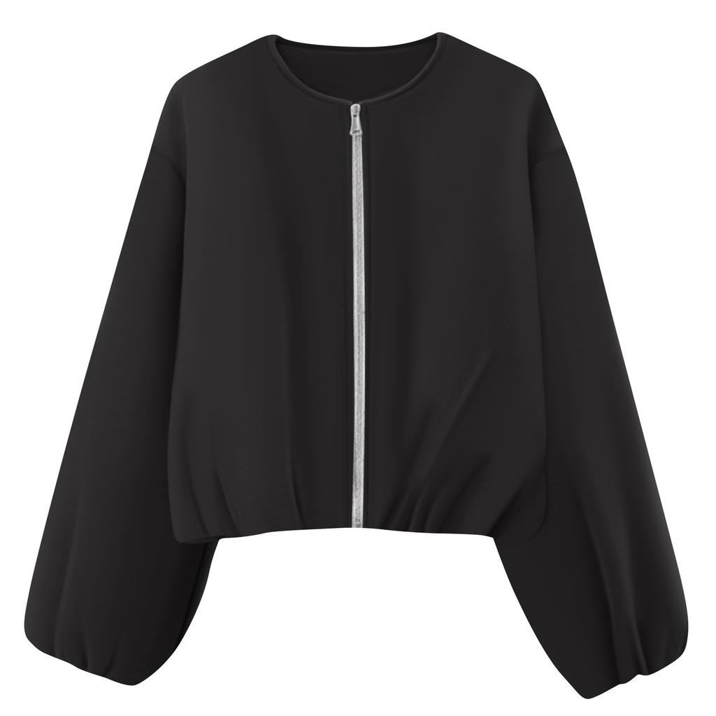 Women's Casual Fashion Loose Solid Color Short  Jacket With Pockets