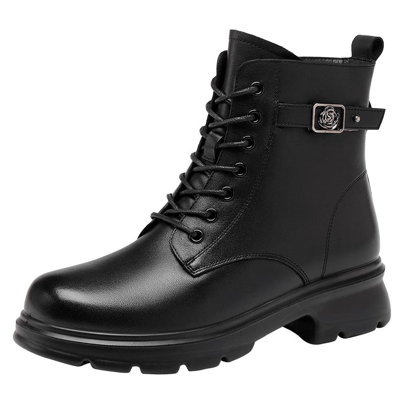 Women s Winter Lined Leather Martin Boots 35