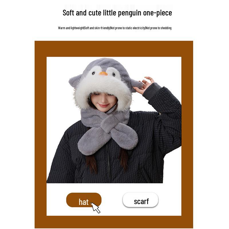 Cozy Penguin Hat & Scarf Set: Warm Fleece, Versatile Winter Wear