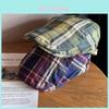 Vintage Summer Girl Lightweight Checkered Newsboy Cap With Sunshade For Casual Wear