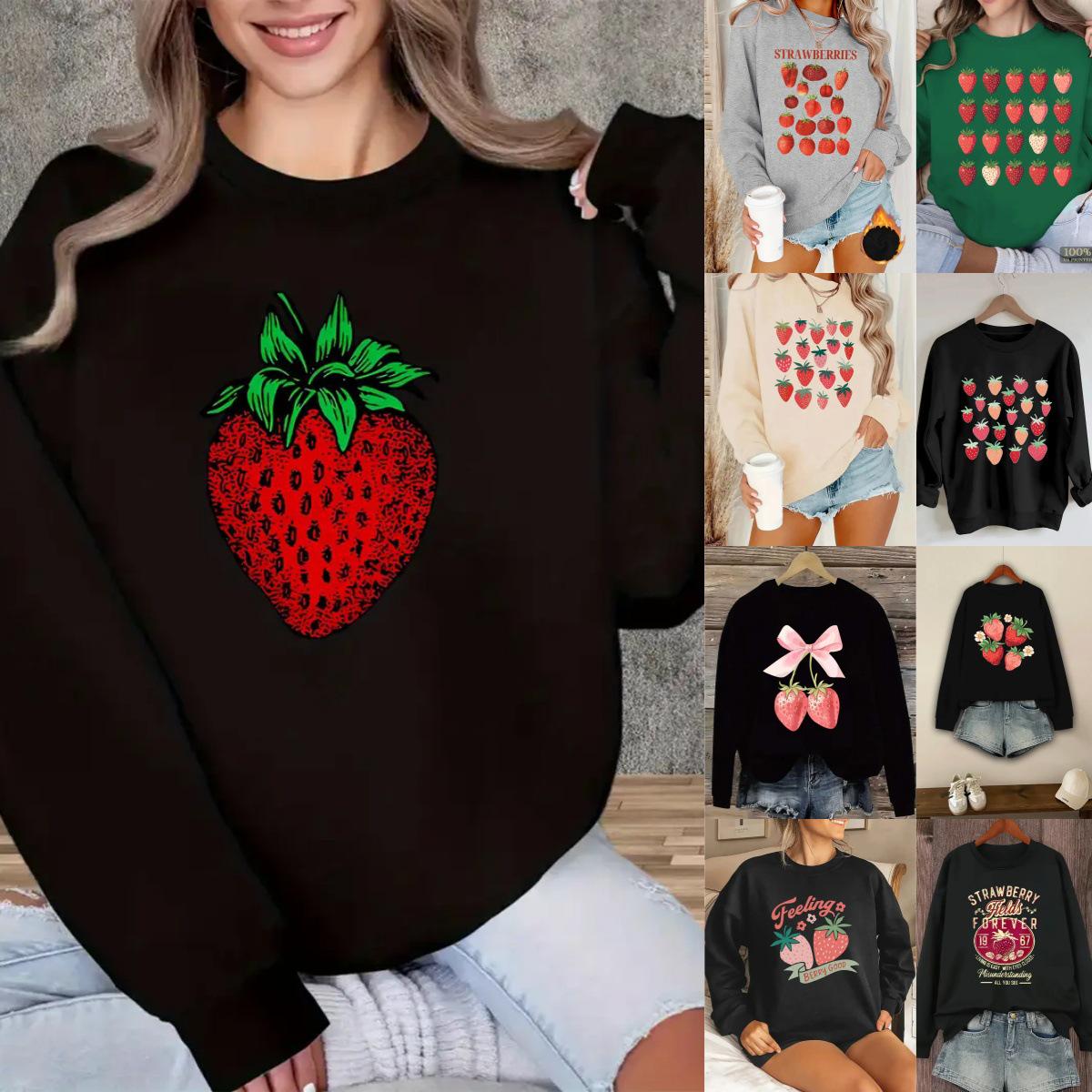 

New Women s Cherry Print Sweatshirt - European and American Style, Free Shipping S