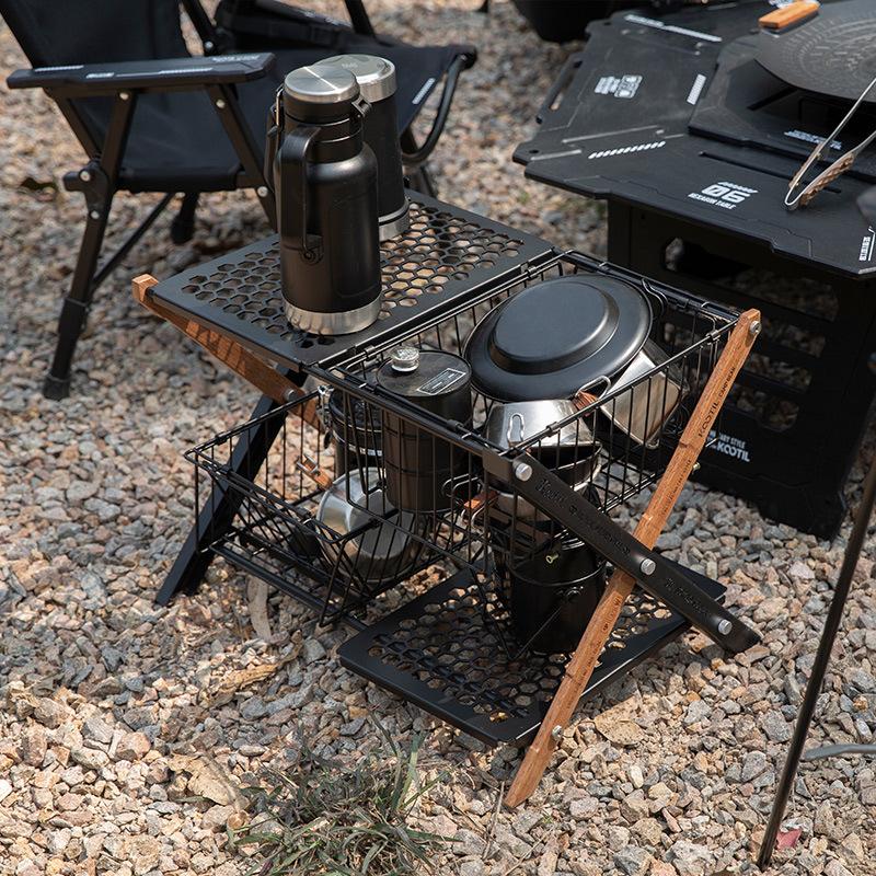 Outdoor Folding Multifunctional Tactical Table Camping X-type Flat Replacement IGT Tables Lightweight Double-layer Storage Rack