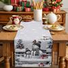 Christmas Snowman Bird Snow Tree Linen Table Runner Party Decor Winter Holiday Kitchen Dining Table Runner Christmas Decorations