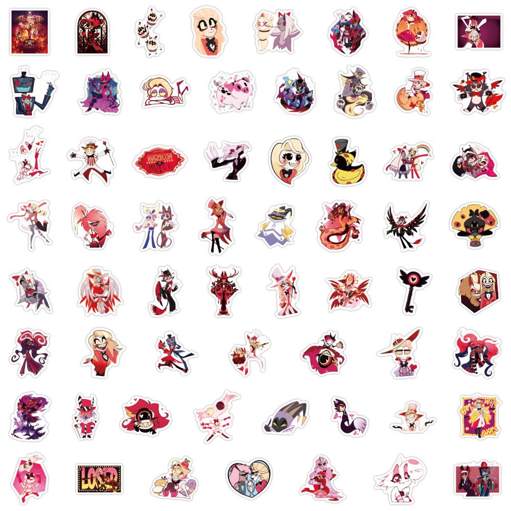 60-Piece Hazbin Hotel & Helluva Boss Cartoon Graffiti Waterproof Stickers for DIY, Phone, and Computer