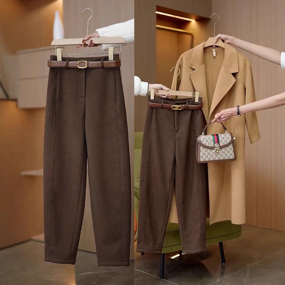 Women's Spring/Autumn Velvet Acetate Wool Scimitar Sweatpants 2025 - New Casual Sports Banana Pants