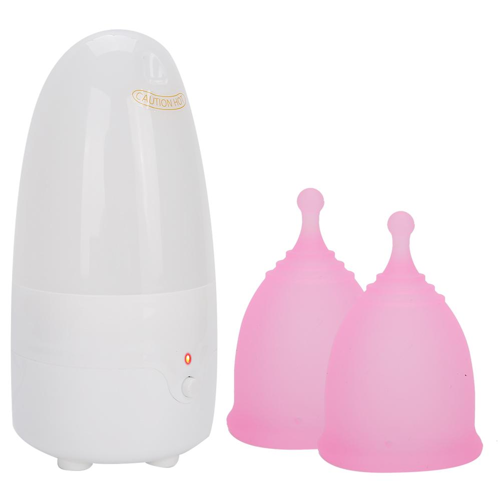 

Силиконовая менструальная чаша женская складная менструальная чаша с очистителем розового цвета(1шт S 1шт L ) US Plug