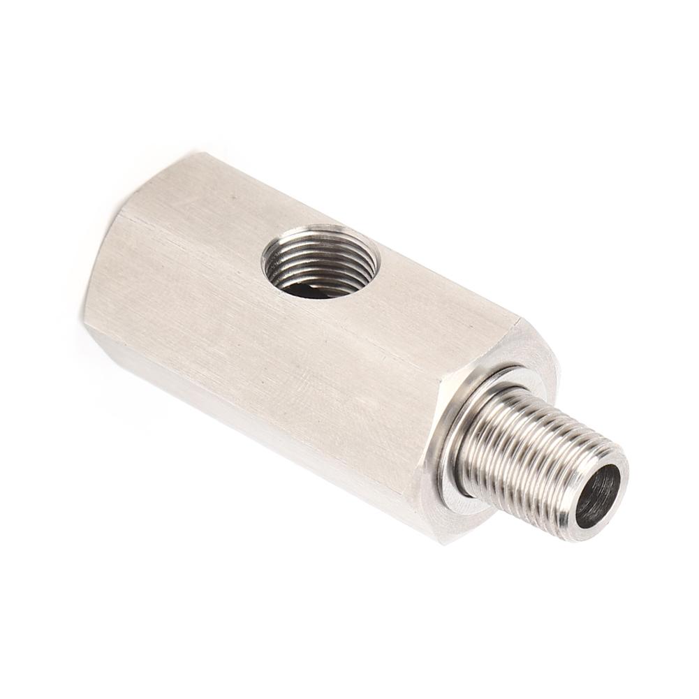 Oil Pressure Sensor Tee 1 8in NPT Turbo Oil Feed Connector Fitting Stainless Steel Auto Parts1 8in NPT
