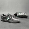 2024 European New Shoes for Men Cow Leather Casual Shoes Fashion Striped Flat Skateboard Shoes Lace-up Sneaker